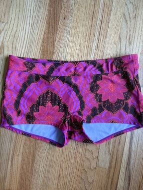 Prana large Bright Pink and Black Patterned bikini bottoms